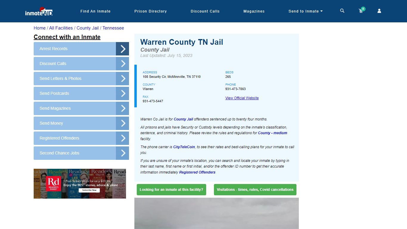 Warren County TN Jail - Inmate Locator - McMinnville, TN